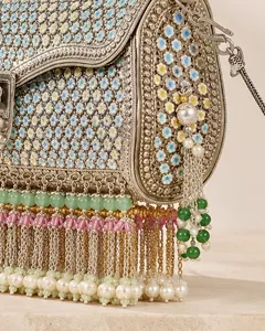 The Aqua Blossom Clutch closeup 1