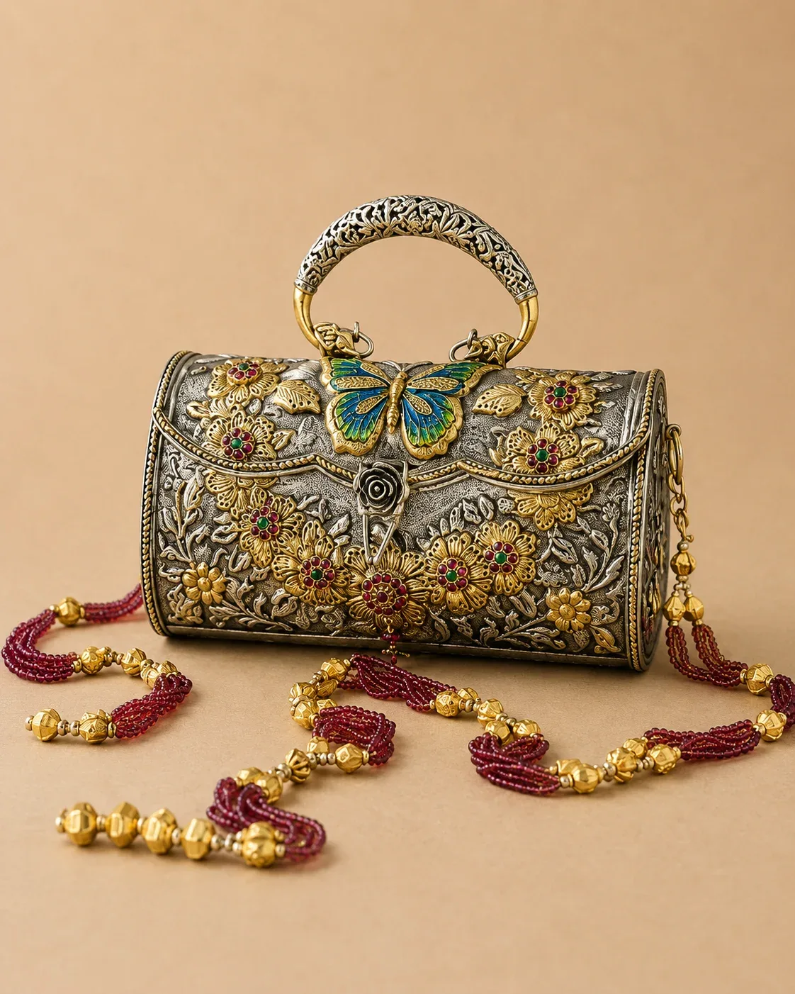 Delicate filigree and flora sterling silver box purses